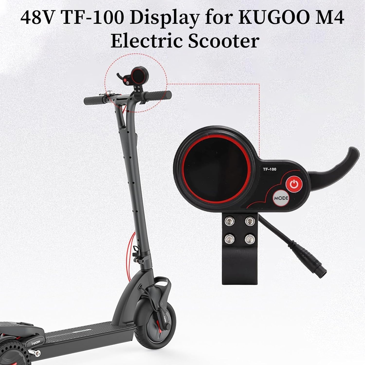 Dashboard di Skateboard E-Scooter, Display dello Strumento di Comunicazione Elettrica a 6 Pin 48 V TF-100 per Kugoo M4