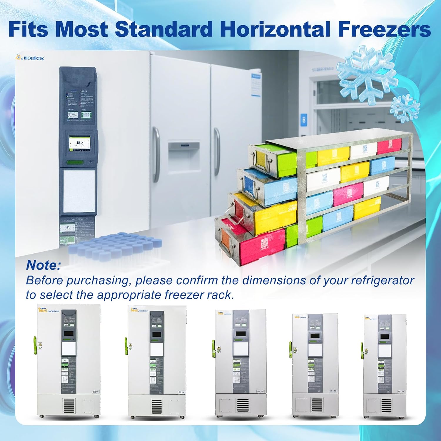 Stainless Steels 16-Well (4x4) Freezer Rack, Dimensions about 22.05*9.45*5.51 in, Side Access Drawer for Cryogenic Box Storage and Organization, Storage Boxes Sold Seperately, 1 Piece/Case