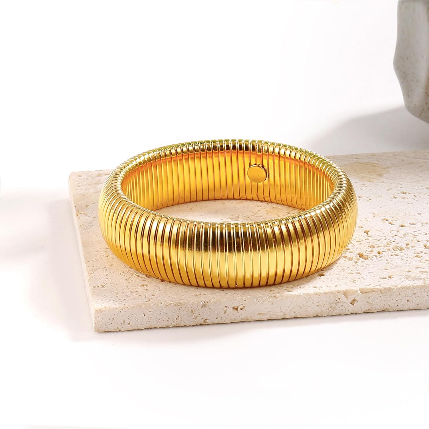 CONRAN KREMIX Gold Chunky Bangle Waterproof Bracelets for Women 14K Real Gold Filled Stainless Steel Bracelet Non Tarnish Trendy Jewelry - Image 7