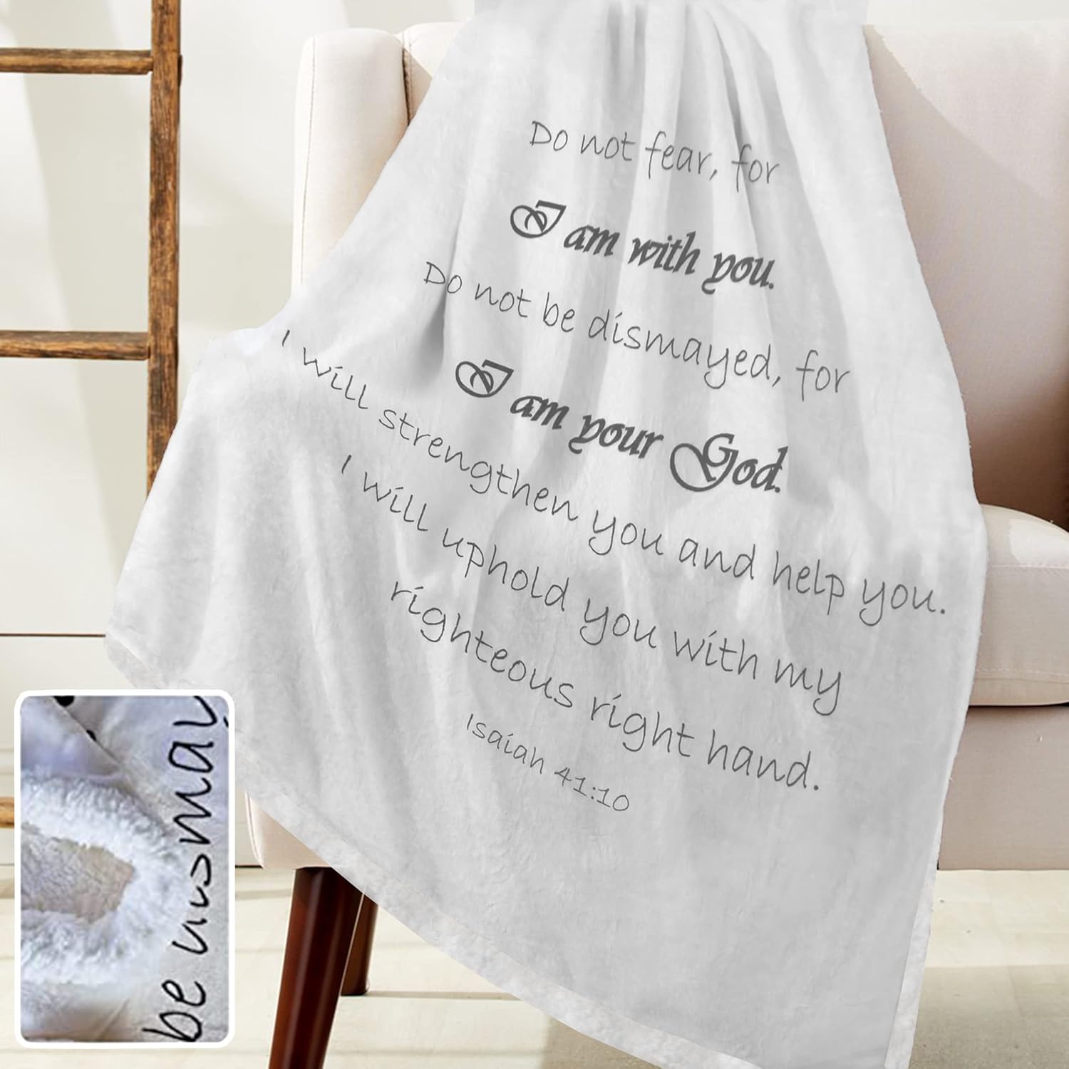 Get Well Soon Prayer Blanket - Double Layer 65x50 Throw Blanket - Scripture Ivory Throw Blanket for Couch & Bed - Soft Blanket - Healing Gifts for Women - Warm Bedspread for Bed - Image 3