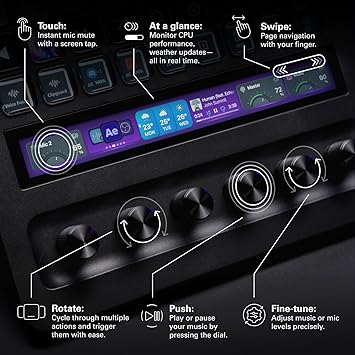 Elgato Stream Deck + XL Customizable Control Platform with Macro Keys Multifunction Dials Touch Strip for Professional Systems & Production USB-C for PC and Mac | Macro Keys, Multifunction Dials, Touch Strip for Professional Systems & Production, Audio Mixer, OBS/Twitch/YouTube, USB-C