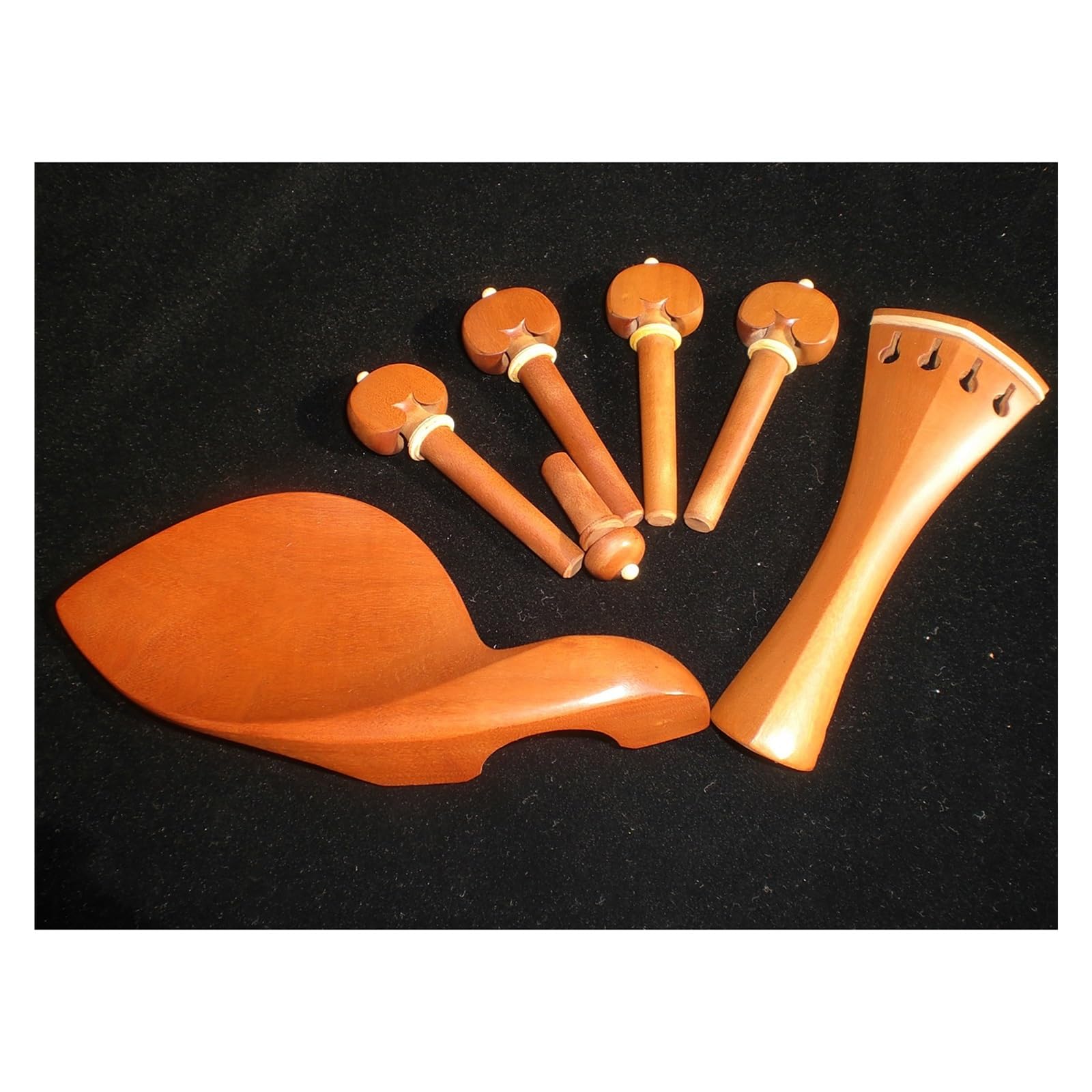 accessori per violino Set completo di accessori per violino Accordatori in legno di giuggiola Mentoniera Mandrino Cordiera Bottoni di coda Set completo intarsiato con corda di coda senza vite di bosso