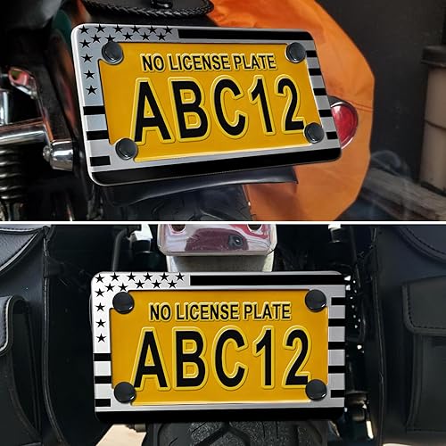 Miniatura 6 de Aootf Marco de matrícula de motocicleta, soporte de placa de etiqueta de motocicleta de bandera estadounidense con tornillos, tuercas y tapas para