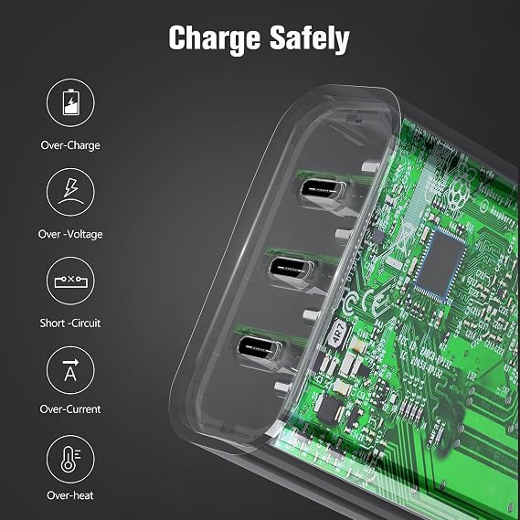 USB C Charger Block, Amoner 35W 3-Port PD Fast Charger for iPhone 17/16/15 | Fast wall charger Compatible with iPhone 17 Pro Max/Air/16/15/14/13/12/11, iPad, Samsung Galaxy, Google Pixel; White