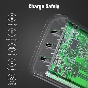 USB C Charger Block, Amoner 35W 3-Port PD Fast Charger for iPhone 17/16/15 | Fast wall charger Compatible with iPhone 17 Pro Max/Air/16/15/14/13/12/11, iPad, Samsung Galaxy, Google Pixel; White