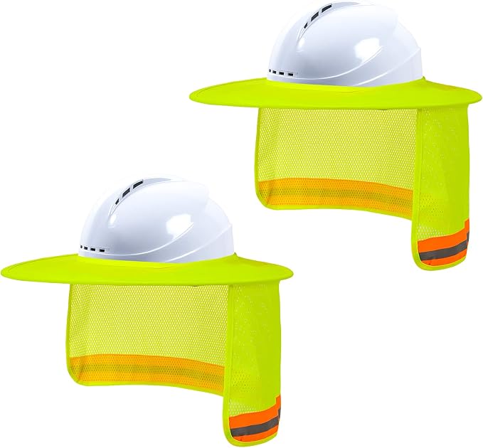 LIZMOF Hard Hat Sun Shade Visor - High Visibility Neck Shade With Reflective Strip, 3 Pack (Pink)