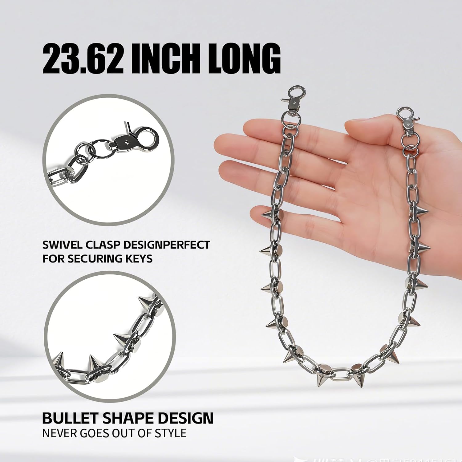 Wallet Chains for Men Women,Rivets Chain Biker Jeans Keychain for Heavy Accessories Punk Hip Hop Style Accessory - Image 5