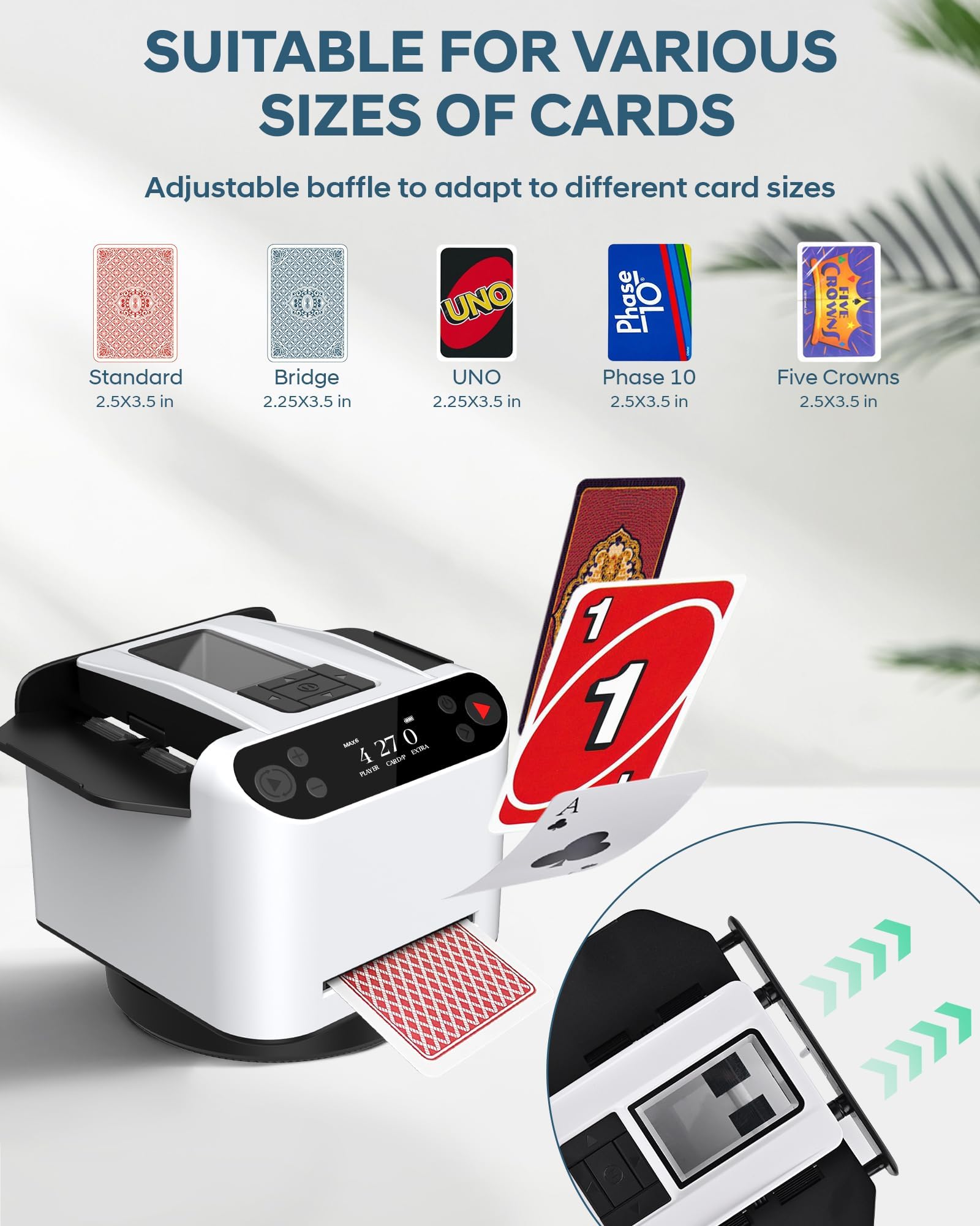 Automatic Card Shuffler and Dealer Machine - 360° Rotating for 1-2 Decks, 2-12 Players with 4 Remotes, White - Image 3