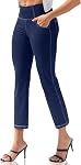 VOOVEEYA Womens Straight Leg Leggings, High Waisted Yoga Pants with Pockets Tummy Control Bootcut Casual Dress Pants