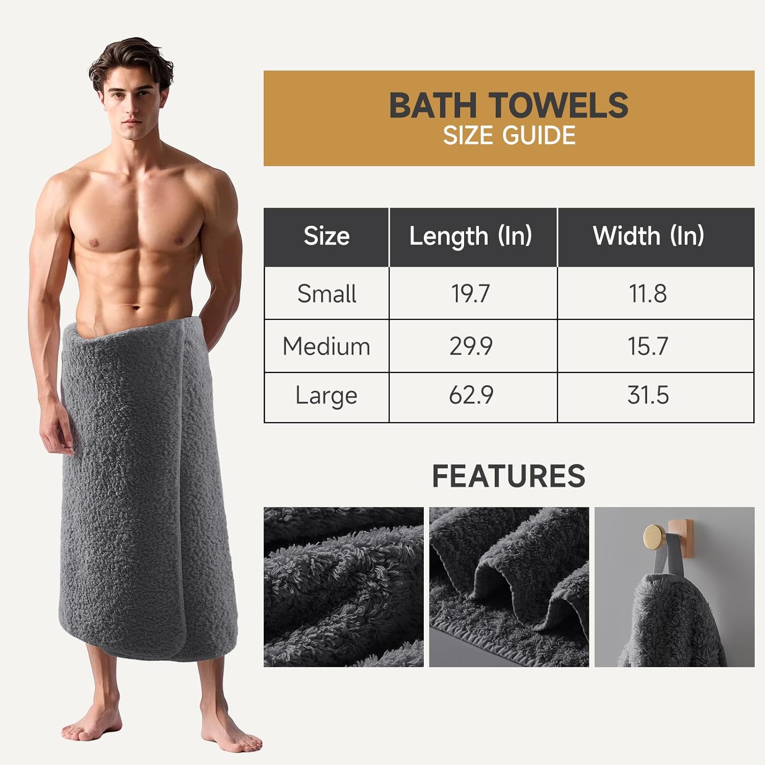 REDKISS Ultra-Plush Bath Towel Set - 900GSM Premium Thick Cotton for Bathroom & Spa, Super Absorbent Quick-Dry Bath Sheets with No Shedding (4-Piece Set for Luxury Hotel & Home Use)-Smoky Grey - Image 6