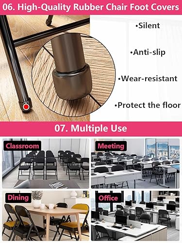 Miniatura 6 de 1 paquete de sillas plegables a granel con cojín acolchado, marco de metal de acero negro individual, silla plegable para interiores y exteriores,