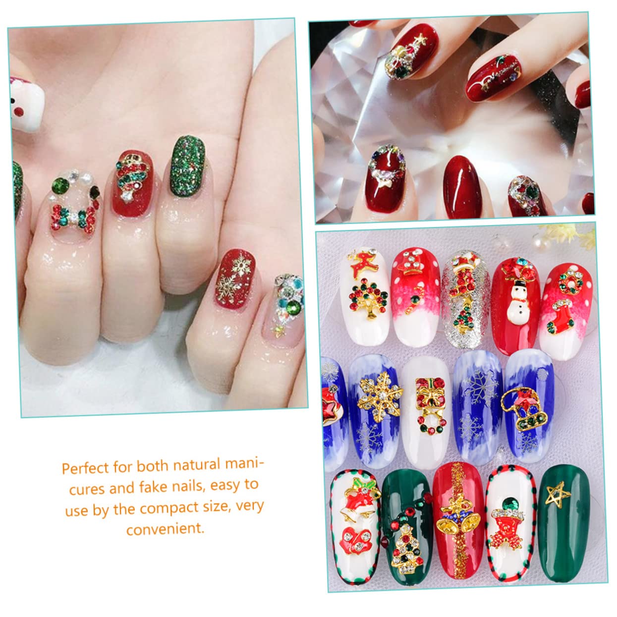 Healvian 4 Set Decorazioni Per Unghie Natalizie Charms Tema Natale in Per Manicure Per Unghie Naturali E Artificiali Facili Usare E Resistente Per E Speciali 24 Pezzi*4