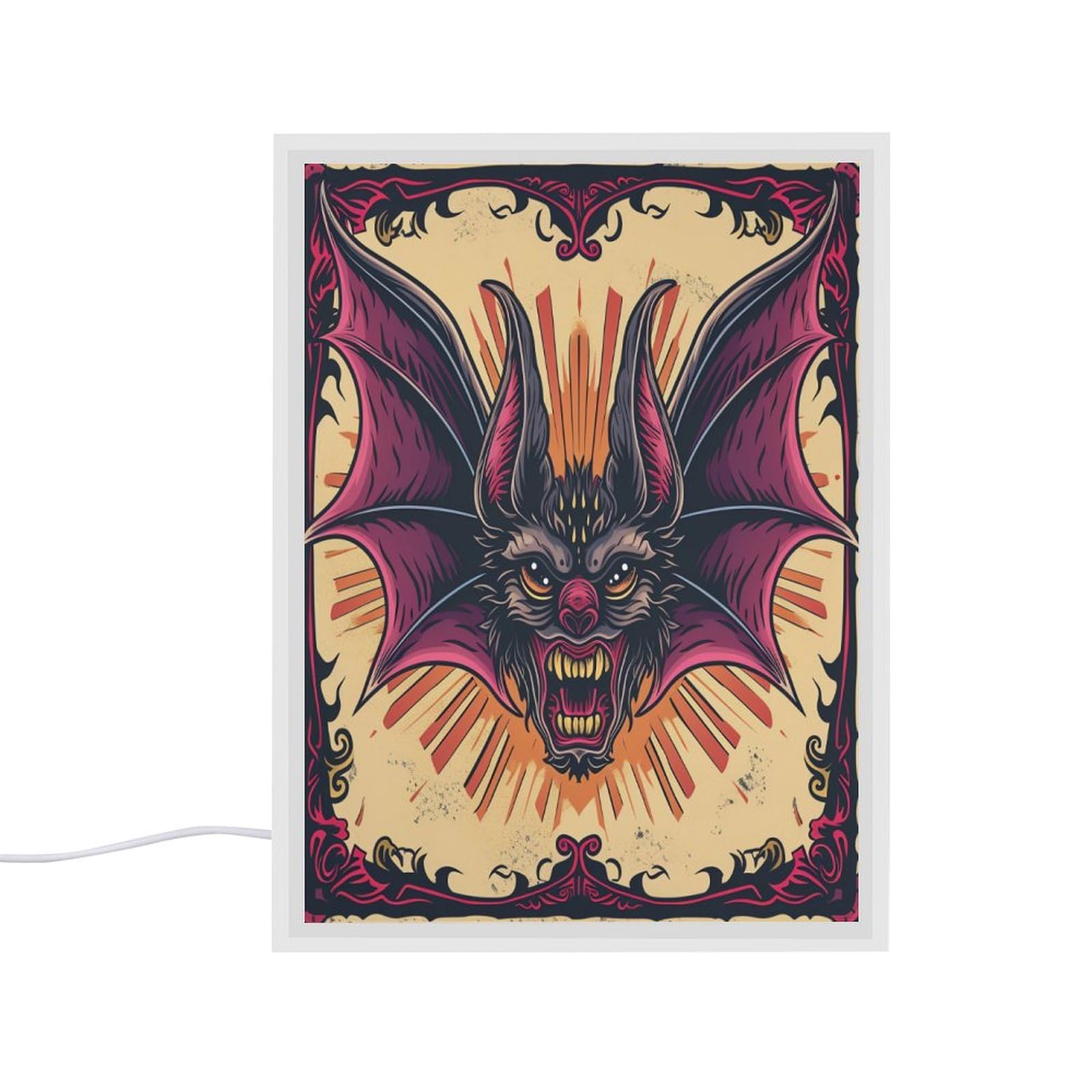 LED Mirror Nightlight Birthday Bats Acrylic Night Light USB Tricolor Dimming Table Lamp Children Gift Mood Light Room Decor Button Switch