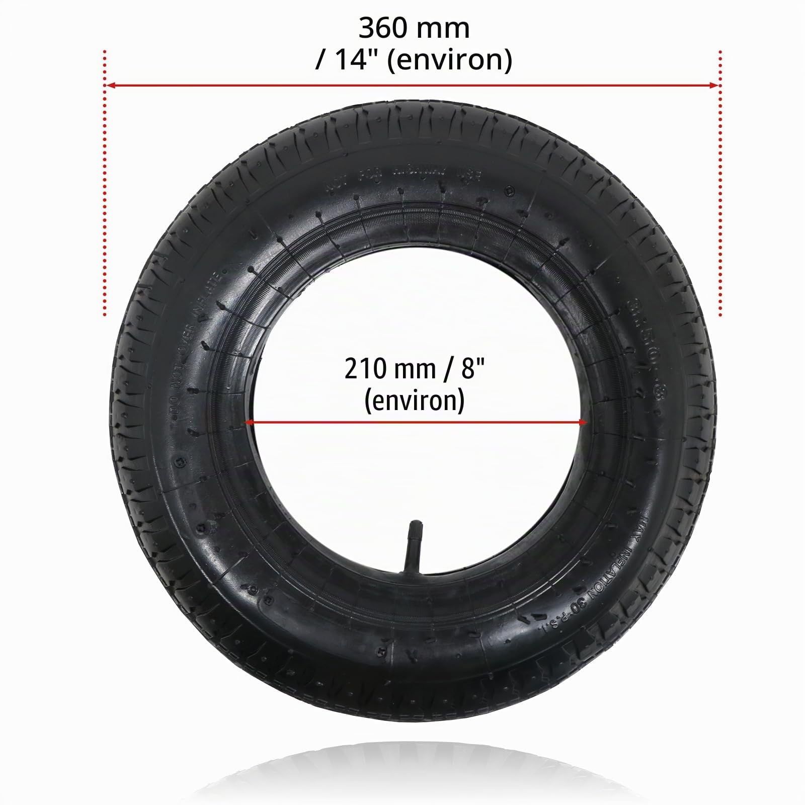 SPARES2GO Pneus 3.50 x 8 pour brouette, scooter, chariot, remorque, 2 chambres à air, 3