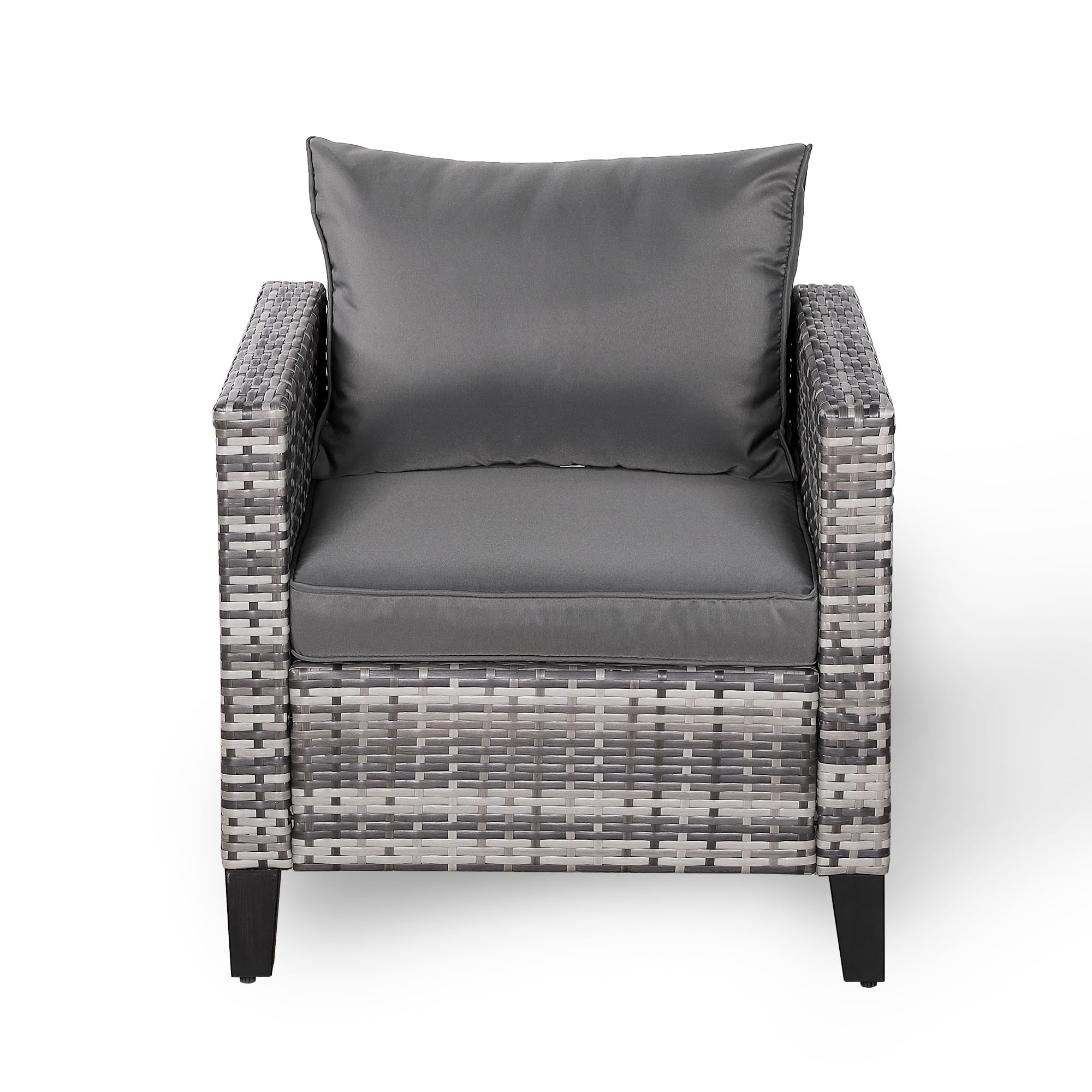Rattan Park Sofás de Jardín de Poliratán – Conjunto Modular de Muebles de Exterior para Terraza y Patio (Gris, 1 Plaza)