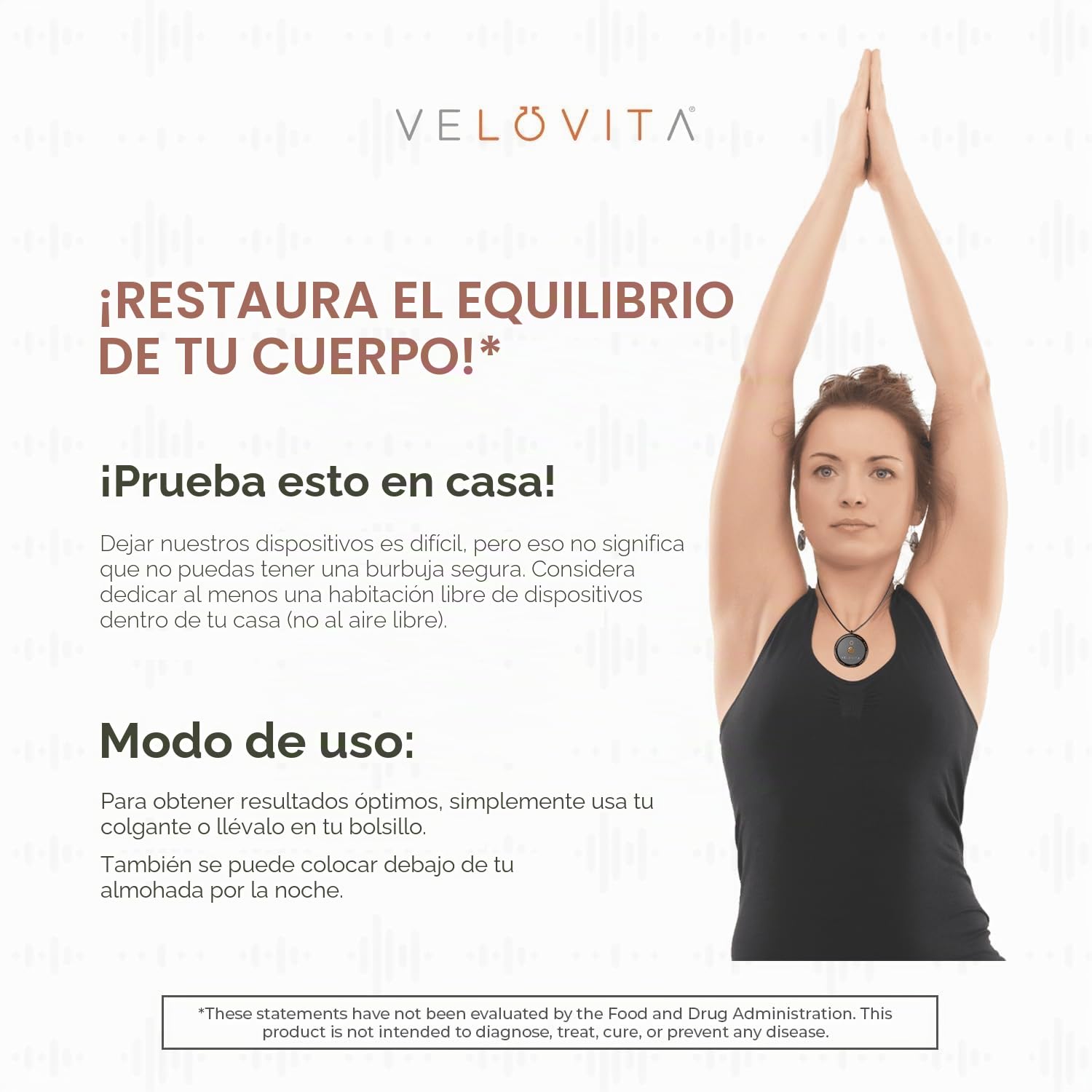 VELOVITA Tuün RESONATE con tecnología de mejora de biohacking, mejora la salud general y el bienestar, mejora la concentración y la calidad del sueño, color negro