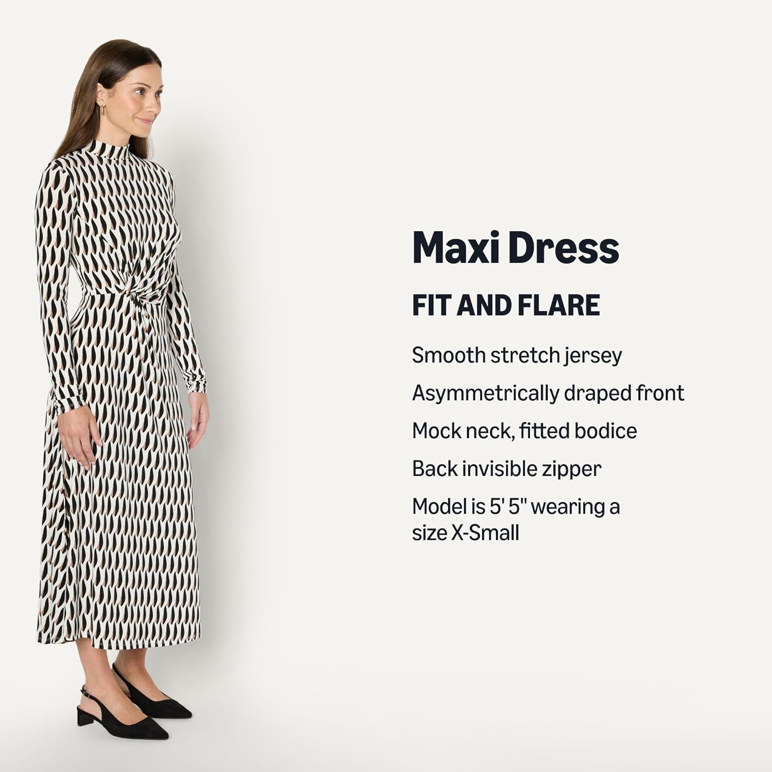 Amazon Essentials Women's Fit and Flare Long-Sleeved Short Maxi Dress - Image 4