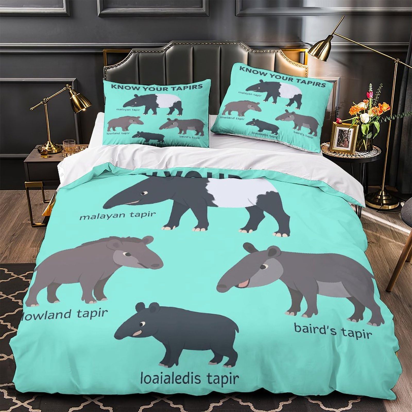 Housse de couette tapir hypoallergénique et respirante en microfibre