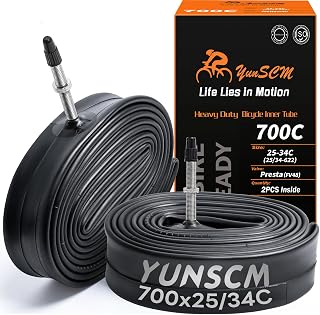 YunSCM 2PCS 25/34-622 Verdickung 28 Zoll Schlauch 700x25C 700x28C 700x30C 700x32C 700x34C FV48mm Ventil Kompatibel 700C Fahrradschlauch/E-Fahrrad 700Cx25/28C/32C/34C 28x1.00 28x1.10 28x1.25 28x1.35
