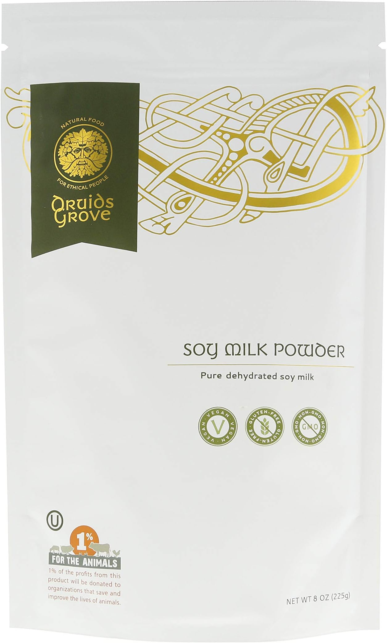 Druids Grove Soy Milk Powder โฎ Vegan โ Non-GMO โค Gluten-Free โก OU Kosher Certified - 8 oz.