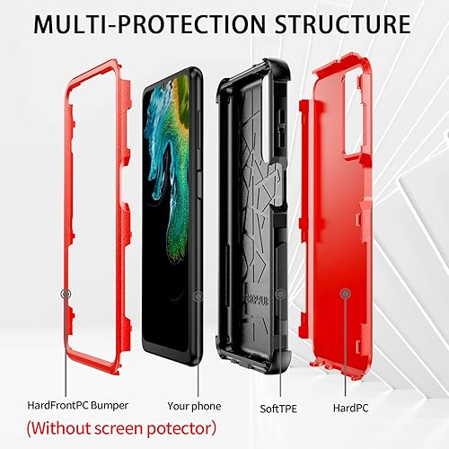 Miniatura 2 de Unitedtime - Funda para Galaxy A13 Protección contra caídas resistente a prueba de golpes Militar Bumper Funda para teléfono Resistente (rojo)