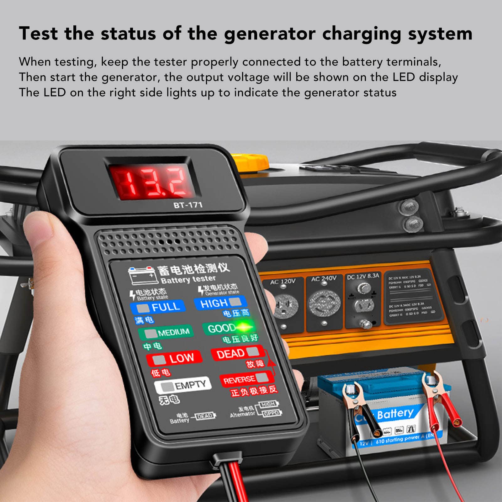 Testeur D'alternateur Et Batterie 12V – Affichage LED Inversé – Contrôleur Numérique Pour Voiture, Bateau, SUV