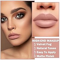 Vista 4 de Labial mate de color nude sedoso, brillo labial de terciopelo, mancha labial de color nude, lápiz labial en tubo de papel, sin adherencia