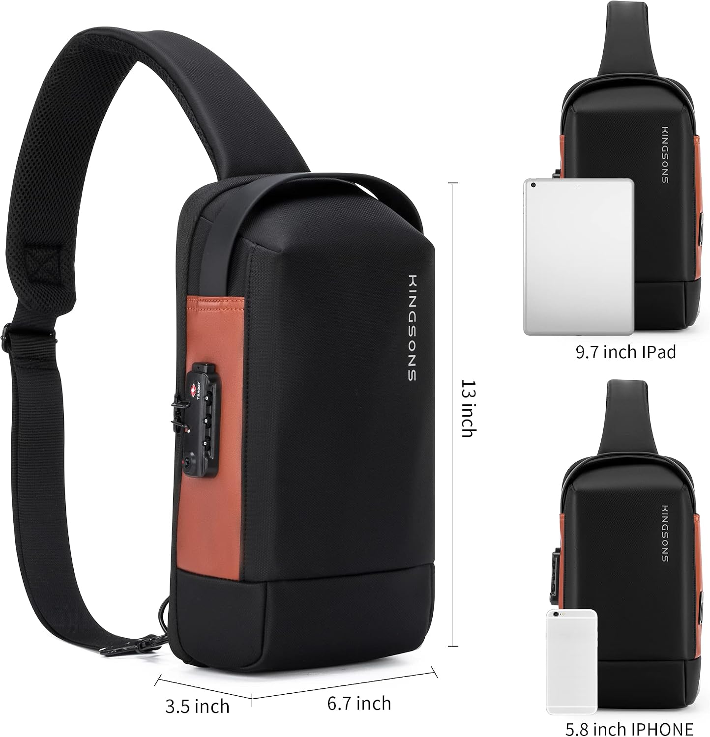 VGOAL Sling Crossbody Bag Anti-theft Chest Shoulder Backpack for Men Waterproof Minimalist Casual Daypack for Travel Gym