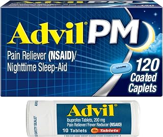 Advil PM + Ibuprofen, Sleep & Pain Relief, Bundle Pack | Sleep Aid Plus Pain Relief, Ibuprofen and Diphenhydramine, Combo Pack Offers Day and Night Pain Relief Coverage