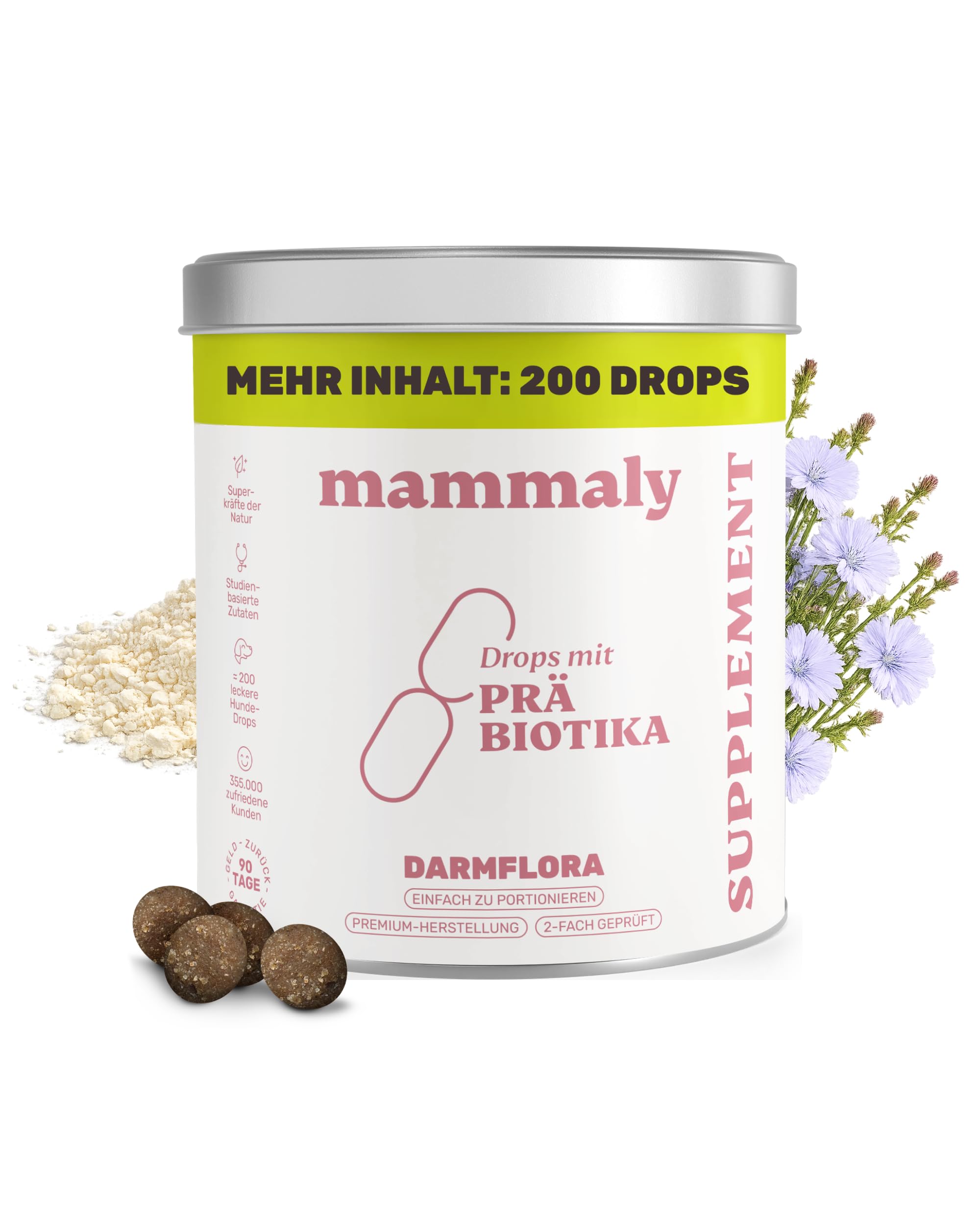 mammaly Probiotika-Drops für Hunde 340g - Verdauungssnacks für Magen Darmflora Aufbau (bei Durchfall, Sodbrennen & Gras fressen) Alternative-Leckerlie zu Heilerde, Kohletabletten als leckere Snacks