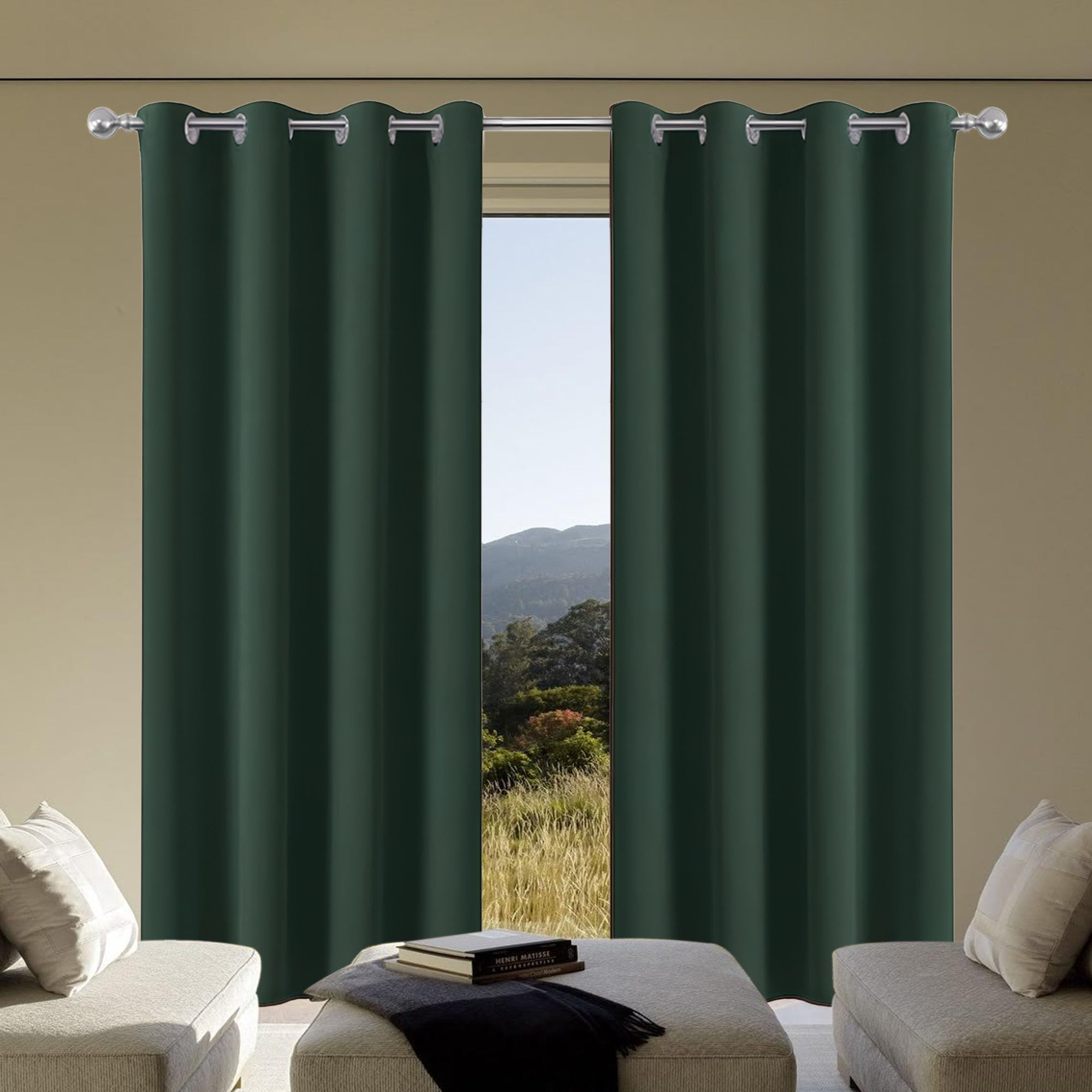 Rideaux opaques pour salon finition moderne à oeillets et textile lourd