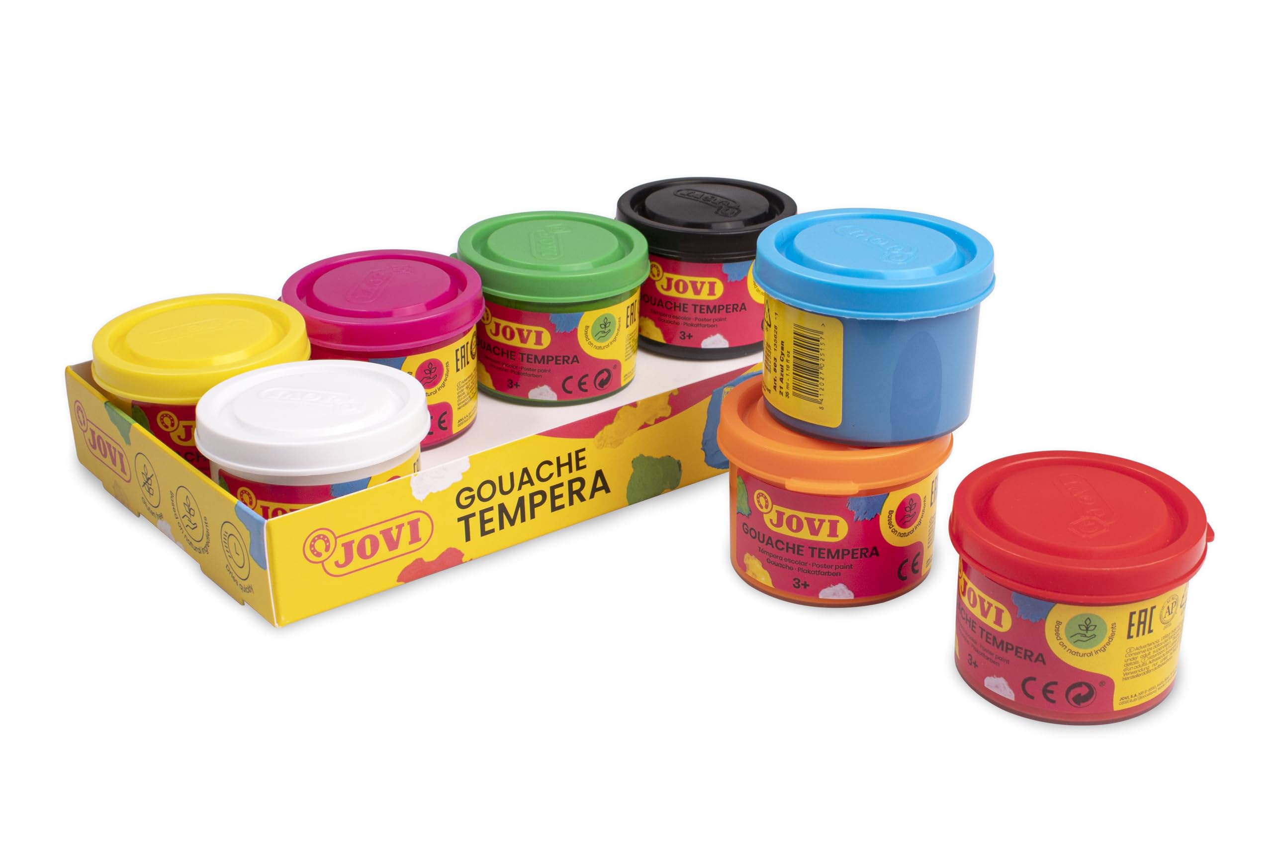 Jovi Multicoloured - Liquid Tempera, Case Of 8 Bottles Of 35 Ml, Easy To Wash, Gluten-Free, Ideal For School Use (P508)