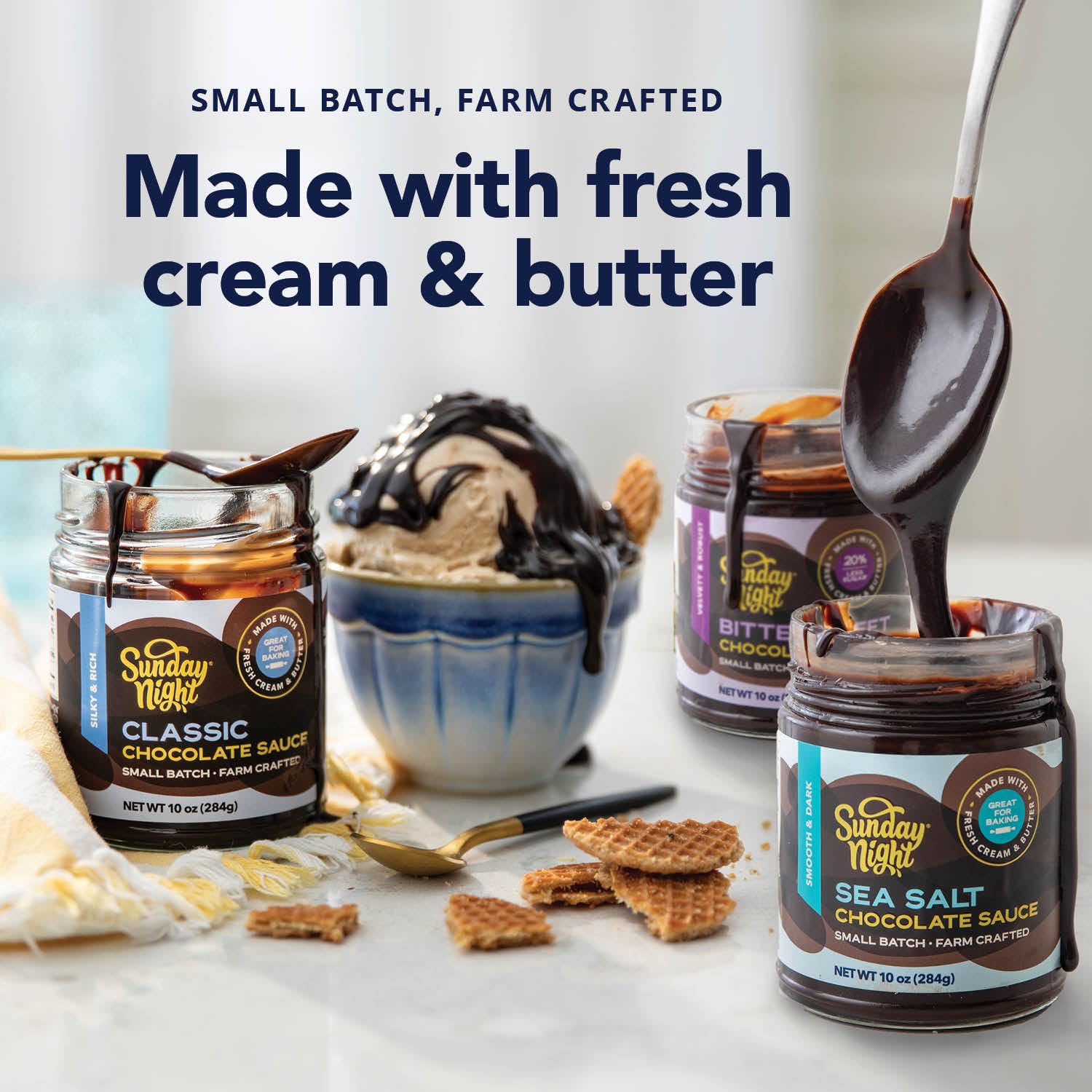 Sunday Night Bittersweet Chocolate Sauce - Luxury Chocolate Gift, Gluten-Free, Pure Clean Ingredients, No Preservatives - 10oz thumbnail 7