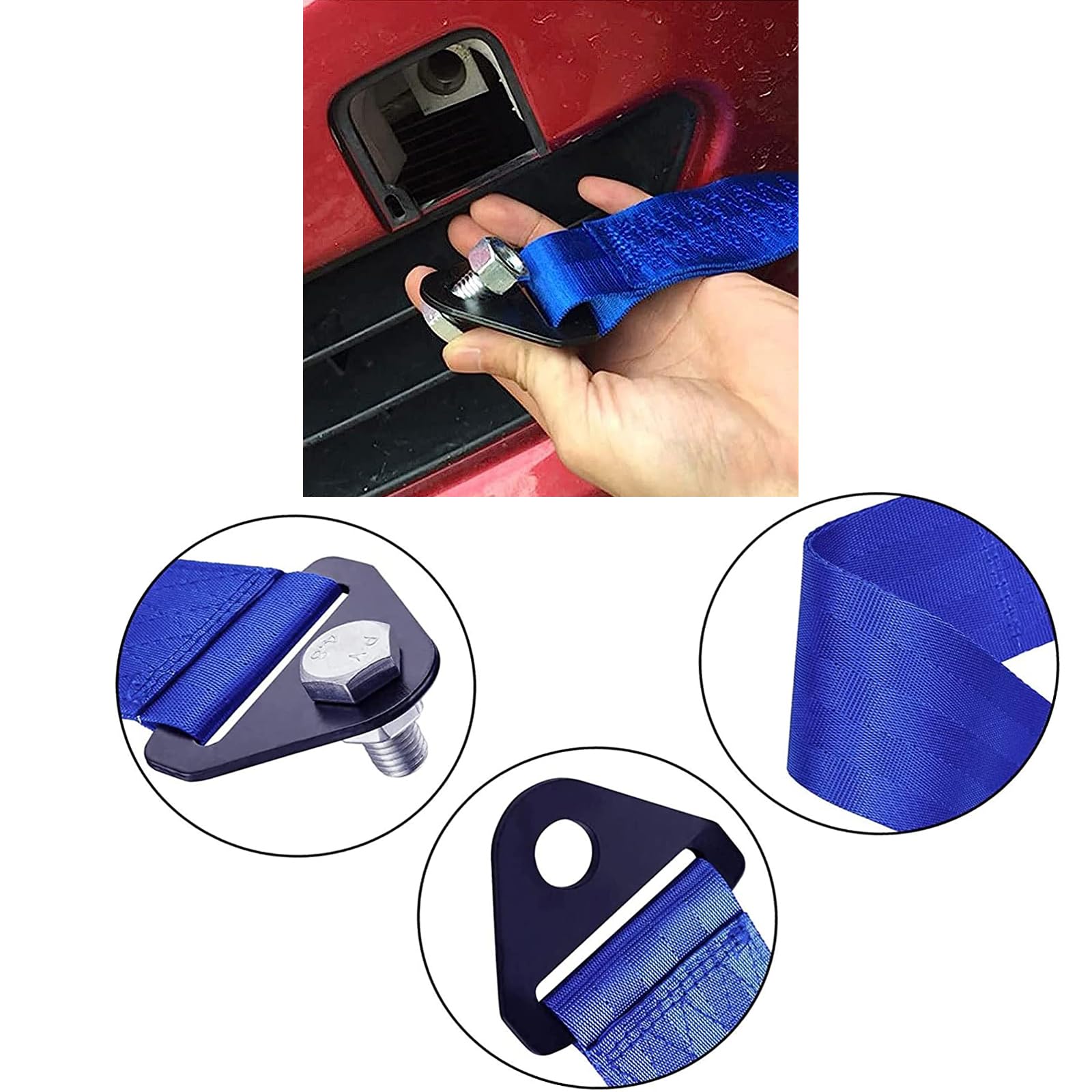 3 Sanglies Remorquage Nylon - 26x5 Cm - Résistance 3 Tonnes - Pour Voiture, VTT - Couleurs Vives