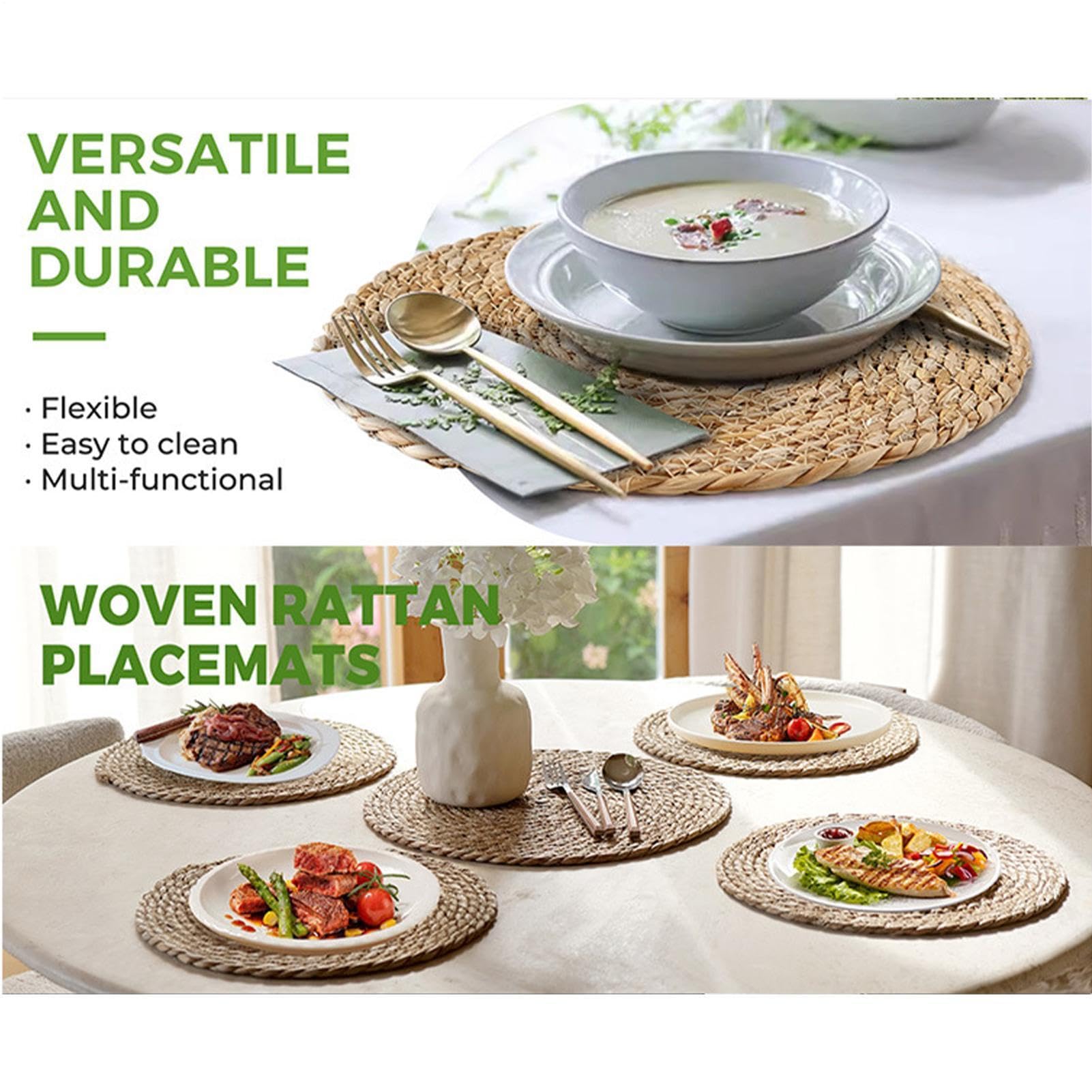 Tovaglietta In Rattan Set Di 6 Tovagliette In Rattan Naturale Intrecciato A | Sottopiatto Esterno Tavolo Giardino Patio Per Cena Cucina Casa Ristorante Feste