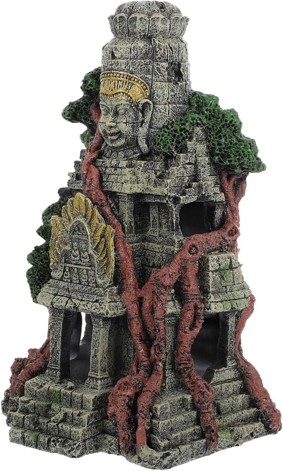 Kisangel 1pc Aquarium Resin Temple Decoration for Fish Tanks Ancient Temple Hideout Ornament for Shrimp and Fish Safe and Landscaping Decor for