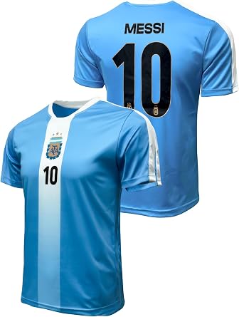Kids Lionel Messi #10 Argentina Soccer Shirt Youth Sizes, #10 Front & Back