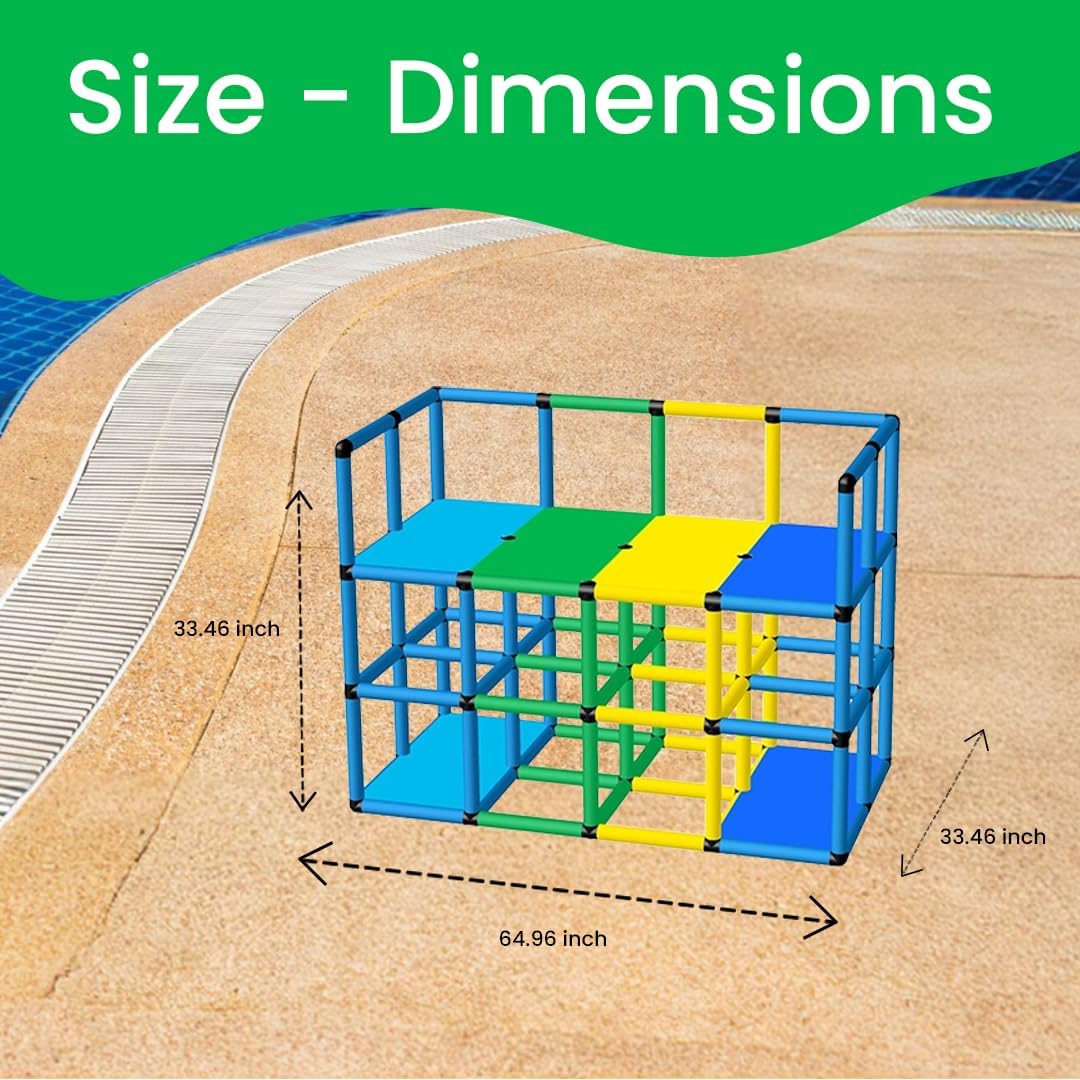 Funphix Outer Railing Swimming Pool Platform for Toddlers and Kids – Learn to Swim Outdoor Playset – Multi-Level Toddler Swim Platform for Swim School, Backyard Pool – Colorful Kids Pool Equipment