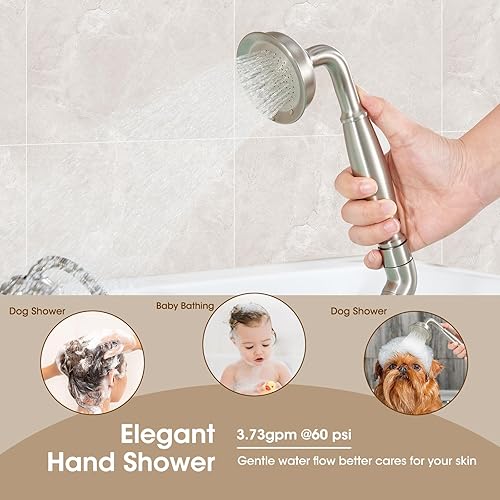 Miniatura 68 de Grifo de bañera romana de alto flujo con ducha de mano, grifo de bañera negro mate de 4 agujeros con válvula, grifos de bañera generalizados