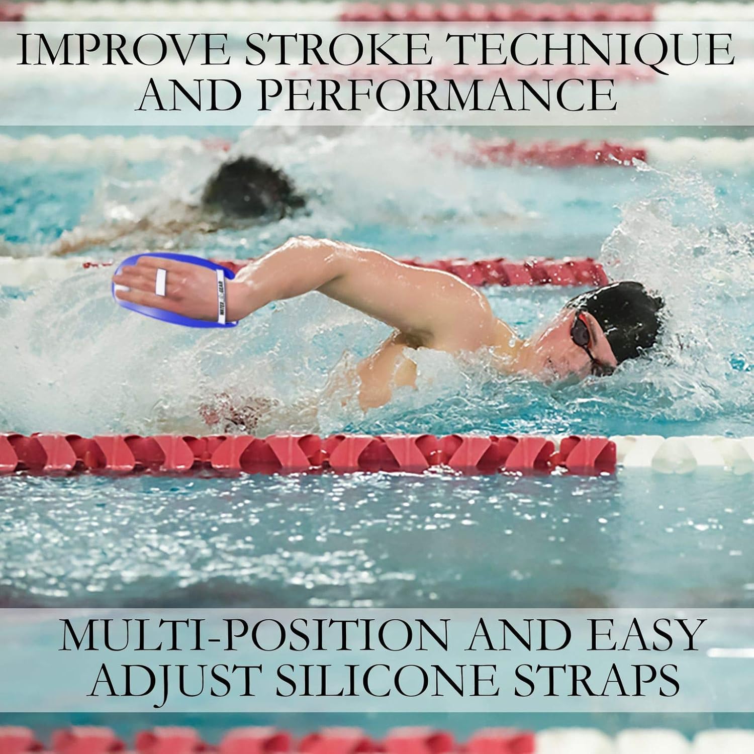 Water Gear Deluxe Hand Paddles - with Palm Hole - Dark Blue - Medium Size - For Swimming Stroke Training with Adjustable Straps for Men and Women - Strength and Endurance Training Equipment : Swimming Hand Paddles : Sports & Outdoors