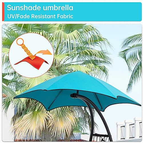 Miniatura 4 de Silla de descanso, silla de patio, hamaca columpio, silla reclinable, soporte de arco con toldo impermeable, cojín extraíble y reposacabezas para