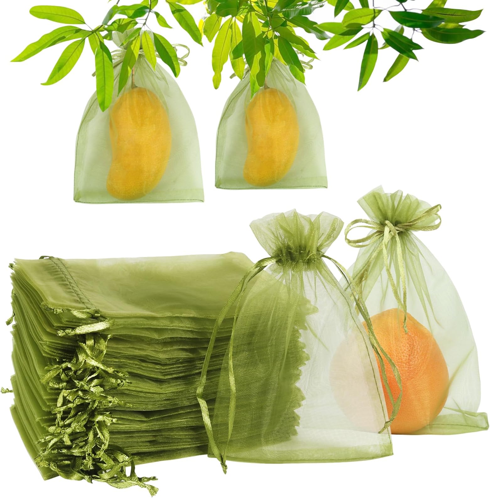 YQL 100Pcs 4"x6" Fruit Protection Bags,Fruit Netting Bags,Garden Netting Bags with Drawstring for Protecting Fruits and Vegetables
