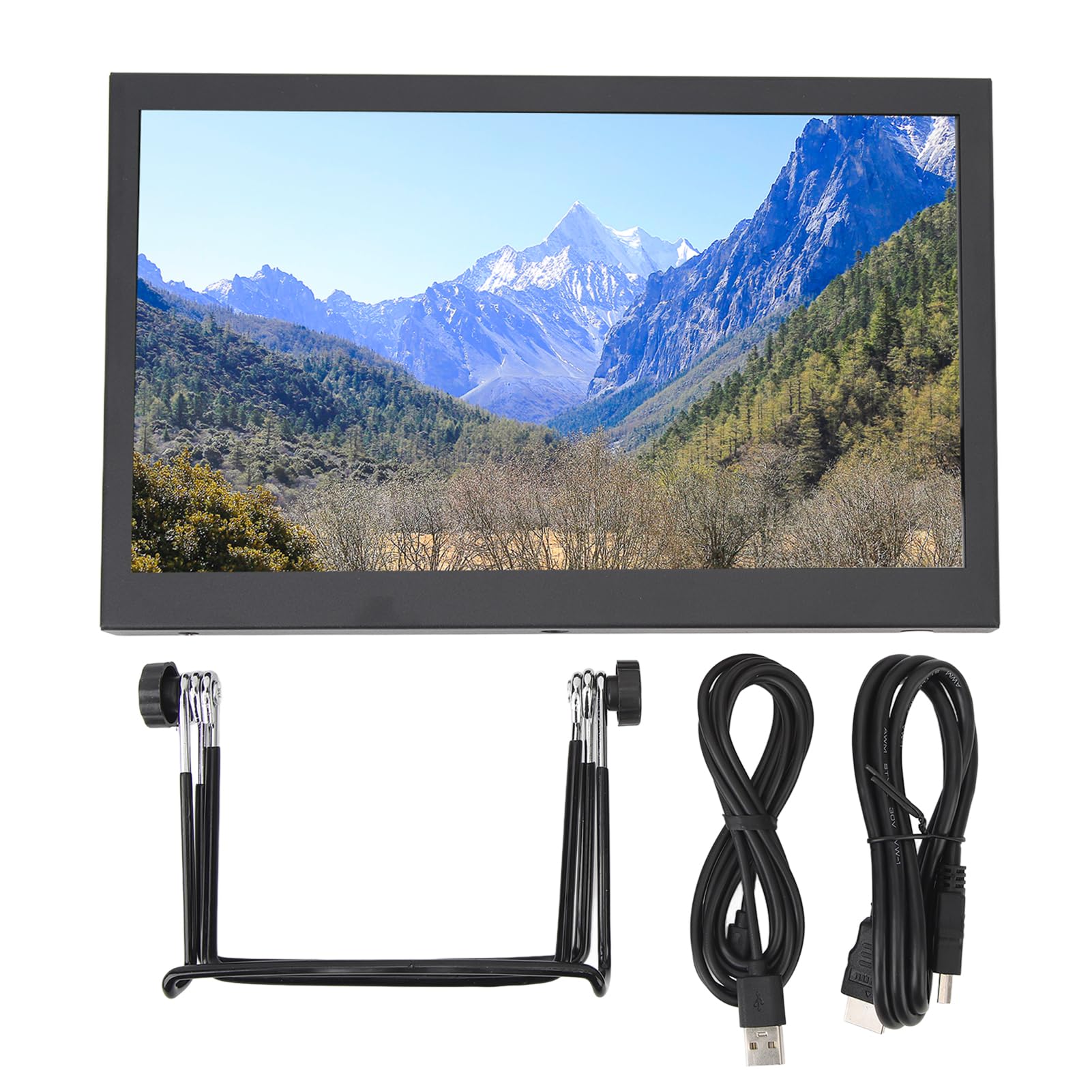 Jiawu Mały Monitor Multimedialny HD o Przekątnej 10,1 Cala z żywym Kolorowym Wyświetlaczem do Komputera i Telewizora, Wykonany ze Stopu Aluminium