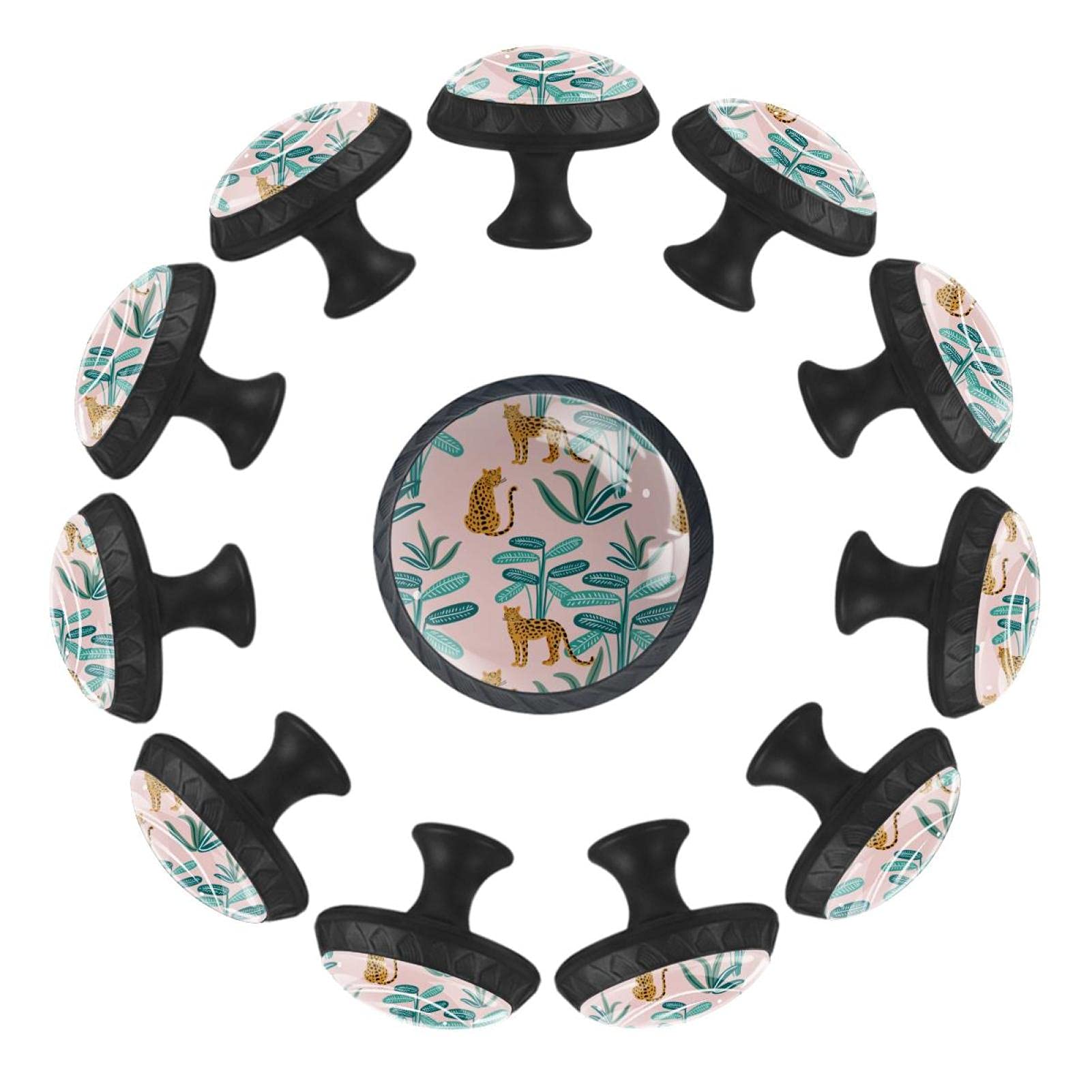 Boutons de tiroir ronds 35 mm léopard pour poignée de meuble et commode
