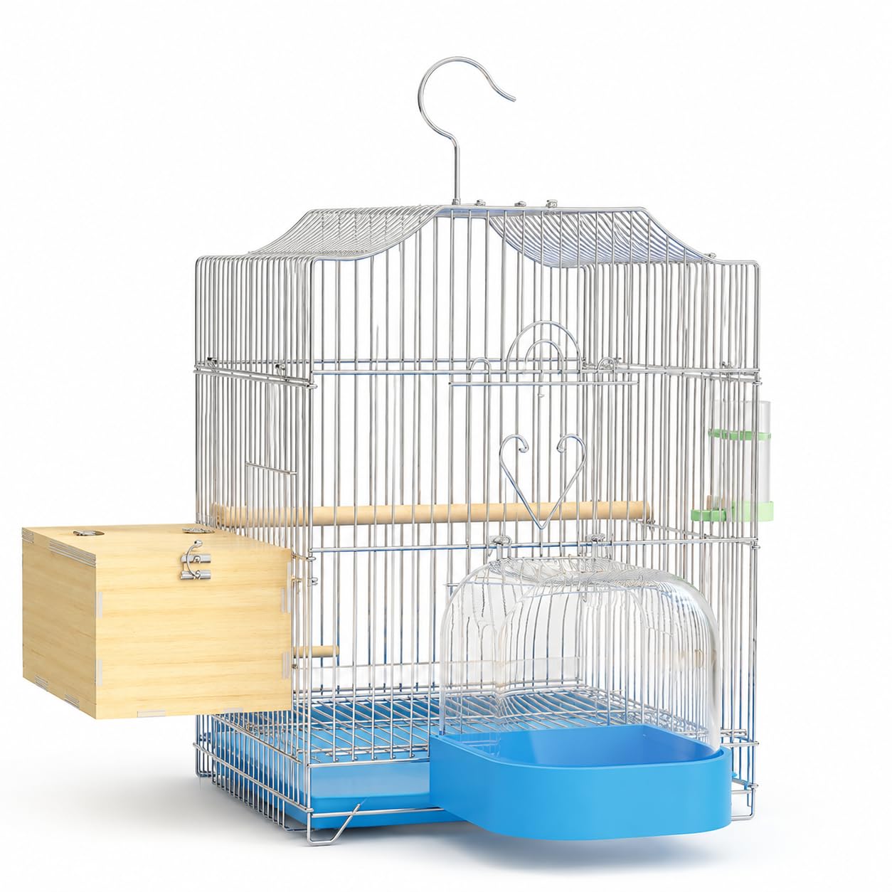 Wellensittichkäfig groß, Metallkäfig mit Zubehör und ausbruchsichem Design, vogelzubehör, Standardpaket mit Bade- und Zuchtpaket, galvanisierter Vogelkäfig (verbesserte Verdickung)