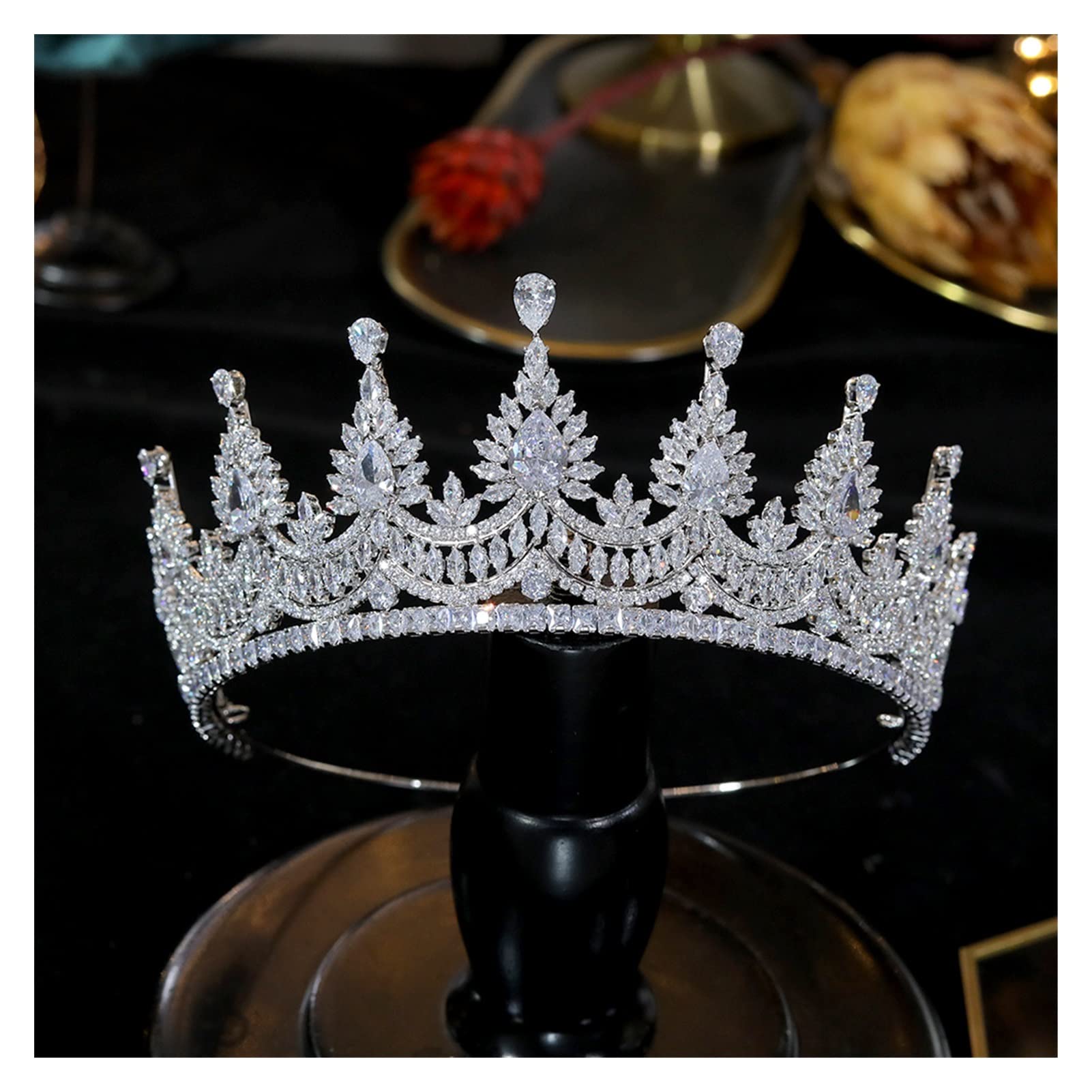 Biżuteria do włosów Tiary z koroną dla kobiet Tiary i korony Tiara zaręczynowa Tnowa Tiara korona ślubna, dodatki do sukni wieczorowej Biżuteria dla nowożeńców Tiara z cyrkoniami, 15-srebrna