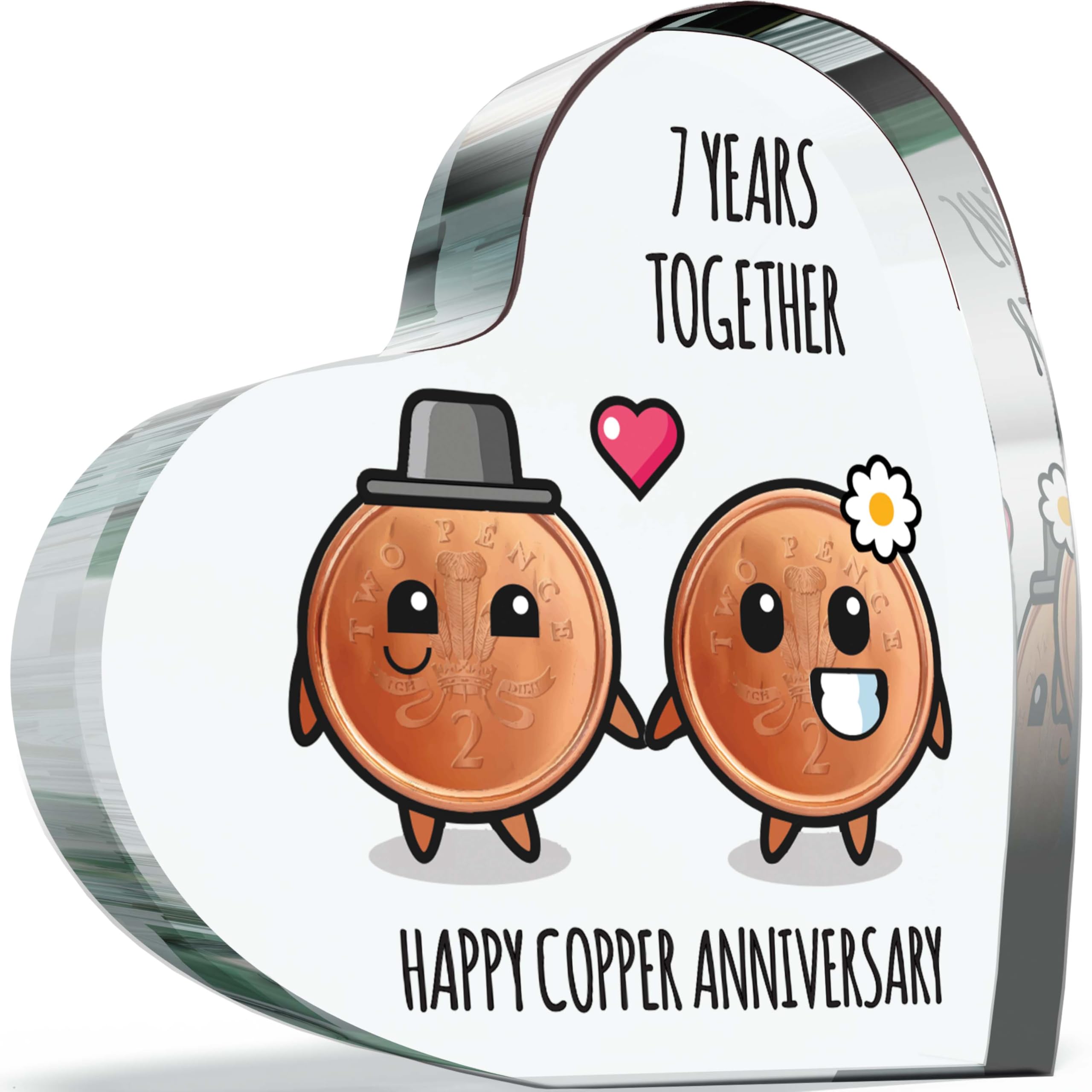 7th Anniversary Plaque Gifts for Wife Husband, Happy Copper Anniversary