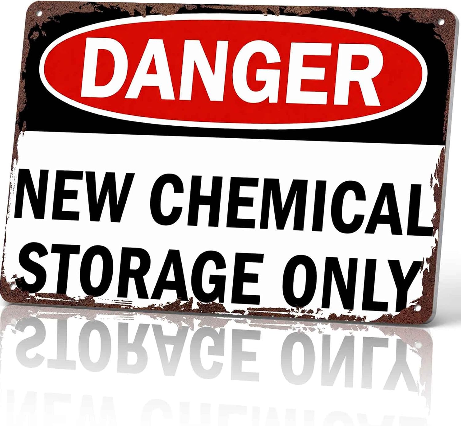 Danger New Chemical Storage Only Metal Sign 8x12 Inch, Funny Aluminum Wall Decor for Garage Laboratory Workshop Factory Office Bar and Warehouse