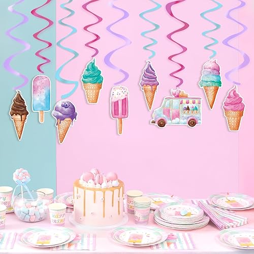 Miniatura 13 de Remolino colgante para fiesta de dinosaurios para niñas, 20 piezas, decoraciones de fiesta de cumpleaños de dinosaurios para niños, baby shower