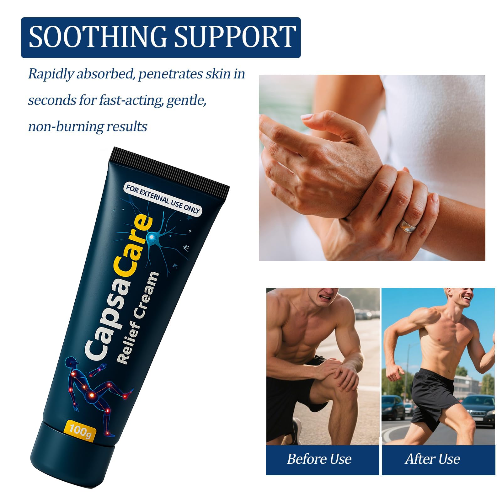 CapsaCare Neuropathy Relief Cream - with Capsaicin & Arnica, Menthol for Muscle & Joint Comfort, Fast Absorbing Formula for Feet, Hands, Legs, and Waist (1Pc) — Amazon image 4